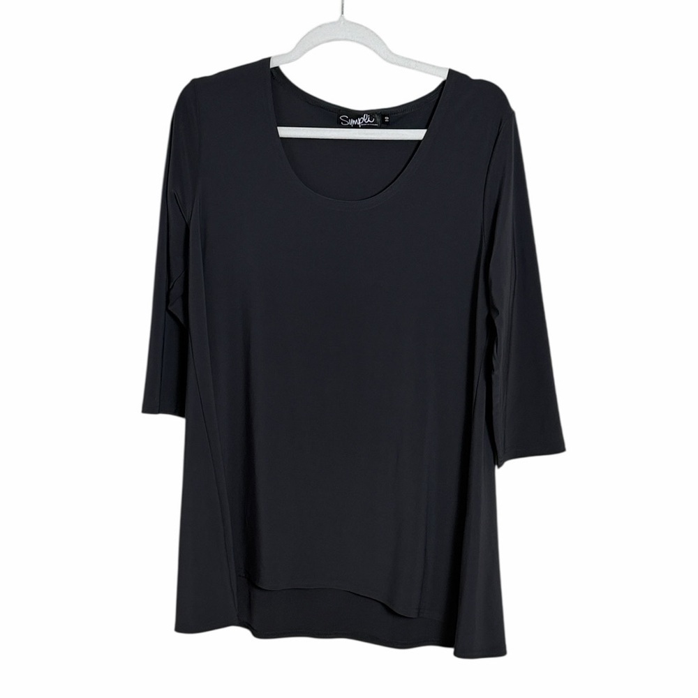 Sympli Dark Gray Scoop Neck Blouse Size 10